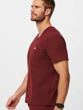 FIGS Men’s Chisec V-Neck Scrub Top Burgundy XXL